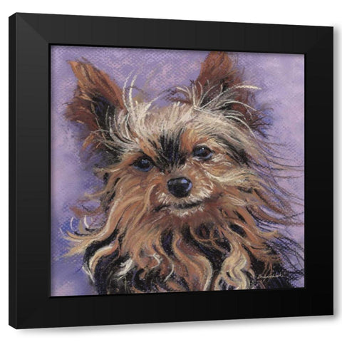 Teacup Yorkie Black Modern Wood Framed Art Print with Double Matting by Golubski, Becky