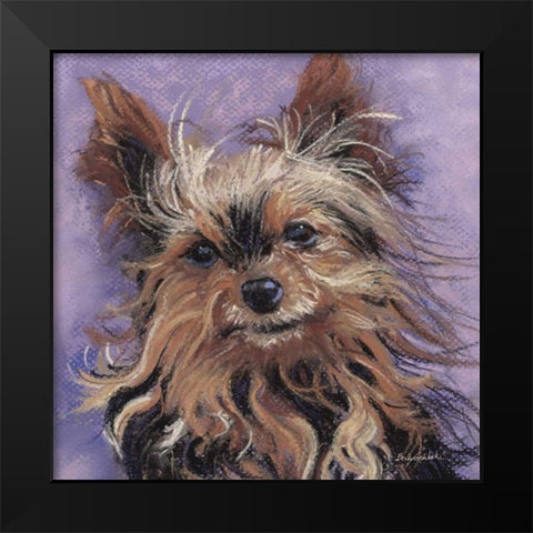 Teacup Yorkie Black Modern Wood Framed Art Print by Golubski, Becky