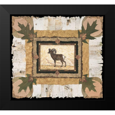 Big Horn Ram Black Modern Wood Framed Art Print by Gladding, Pamela