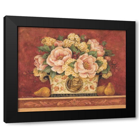 Peony Tapestry Black Modern Wood Framed Art Print with Double Matting by Gladding, Pamela