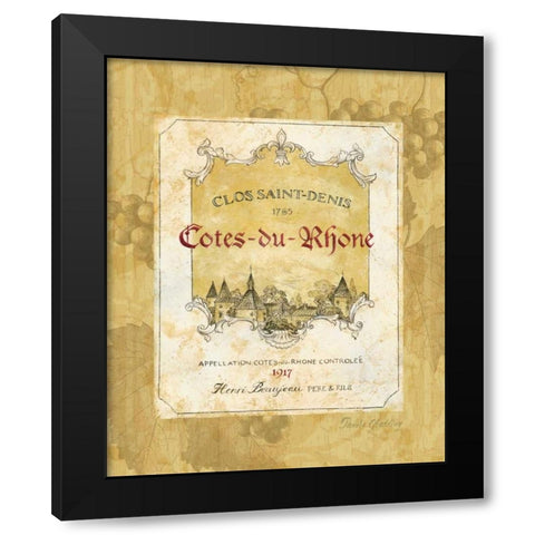 Cotes du Rhone Black Modern Wood Framed Art Print by Gladding, Pamela