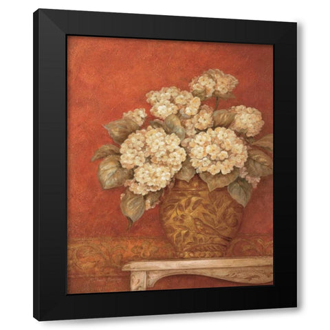 Villa Flora Hydrangeas Black Modern Wood Framed Art Print with Double Matting by Gladding, Pamela