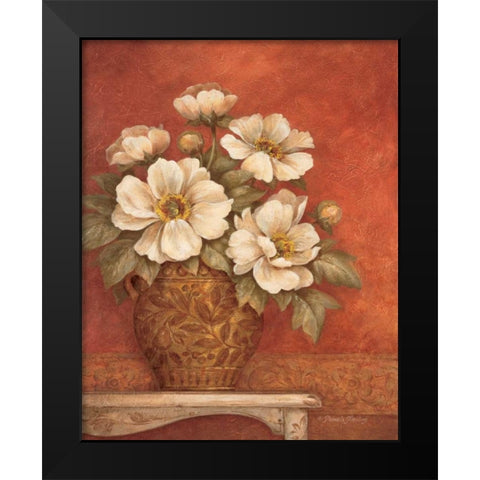 Villa Flora Peonies Black Modern Wood Framed Art Print by Gladding, Pamela