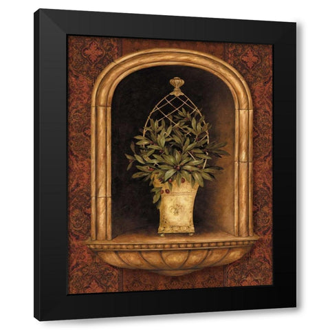 Olive Topiary Niches II Black Modern Wood Framed Art Print with Double Matting by Gladding, Pamela