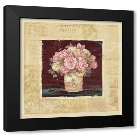 Vintage Rose Pink Black Modern Wood Framed Art Print with Double Matting by Gladding, Pamela