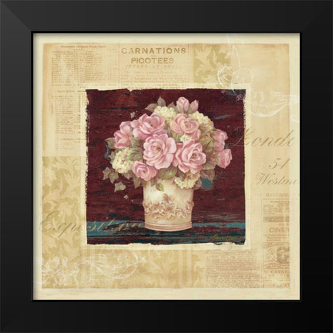 Vintage Rose Pink Black Modern Wood Framed Art Print by Gladding, Pamela