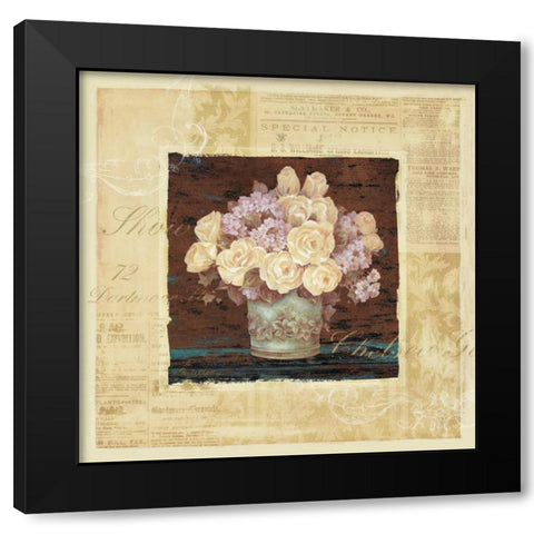Vintage Rose Yellow Black Modern Wood Framed Art Print with Double Matting by Gladding, Pamela