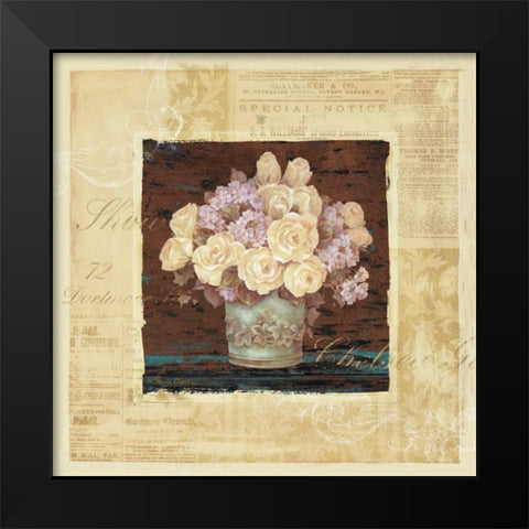 Vintage Rose Yellow Black Modern Wood Framed Art Print by Gladding, Pamela