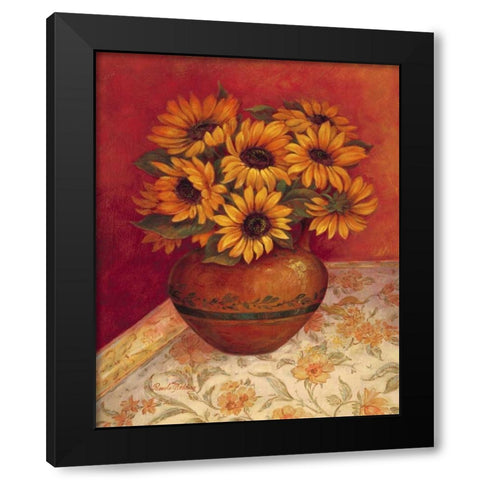 Tuscan Sunflowers I Black Modern Wood Framed Art Print with Double Matting by Gladding, Pamela