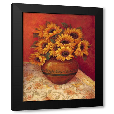 Tuscan Sunflowers II Black Modern Wood Framed Art Print with Double Matting by Gladding, Pamela