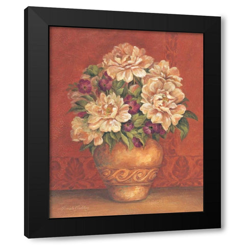 Tuscan Peonies Black Modern Wood Framed Art Print with Double Matting by Gladding, Pamela
