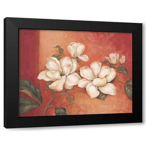 Magnolias Black Modern Wood Framed Art Print with Double Matting by Gladding, Pamela