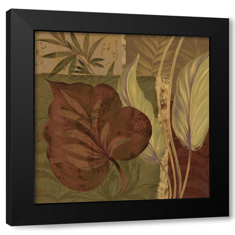 Tropical Foliage II Black Modern Wood Framed Art Print with Double Matting by Gladding, Pamela