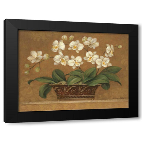 Orchid Tapestry Black Modern Wood Framed Art Print with Double Matting by Gladding, Pamela
