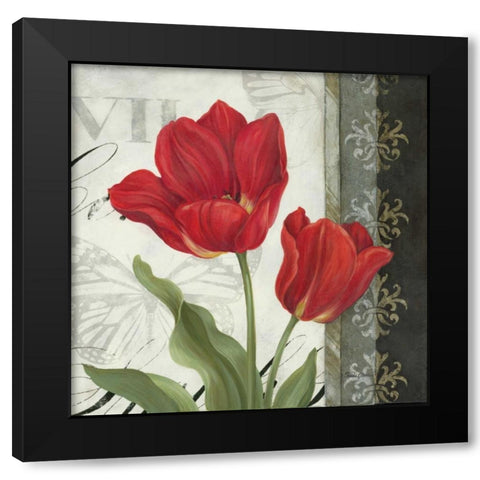 Etude en Rouge II Black Modern Wood Framed Art Print with Double Matting by Gladding, Pamela