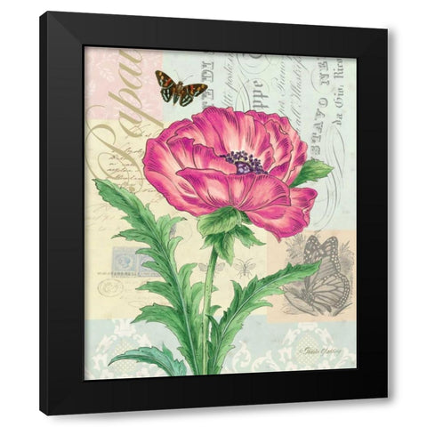 Poppy Collage Black Modern Wood Framed Art Print with Double Matting by Gladding, Pamela