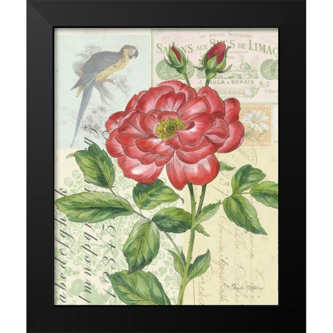 Rose Collage Black Modern Wood Framed Art Print by Gladding, Pamela