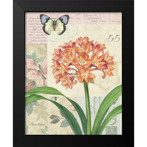 Clivia Floral Collage Black Modern Wood Framed Art Print by Gladding, Pamela