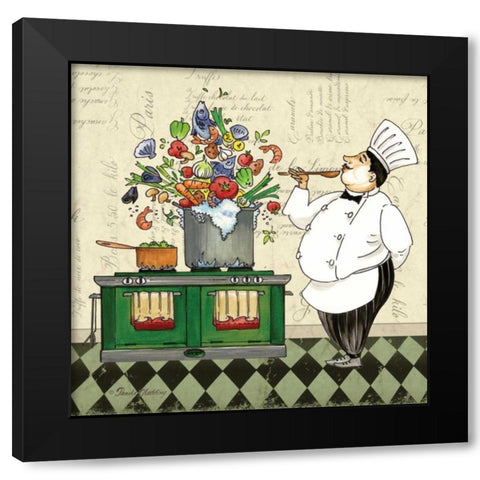 Chef Soup Black Modern Wood Framed Art Print by Gladding, Pamela