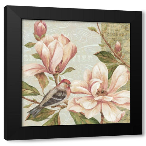 Magnolia Collage II Black Modern Wood Framed Art Print by Gladding, Pamela