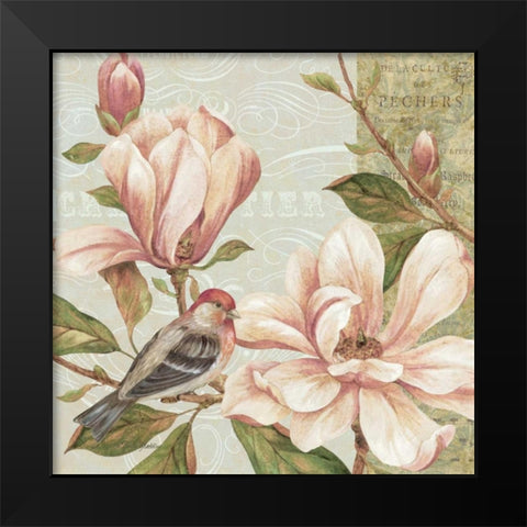 Magnolia Collage II Black Modern Wood Framed Art Print by Gladding, Pamela
