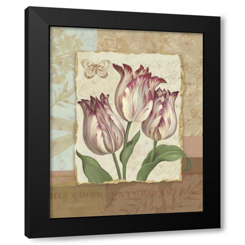 Flower Trio I Black Modern Wood Framed Art Print by Gladding, Pamela