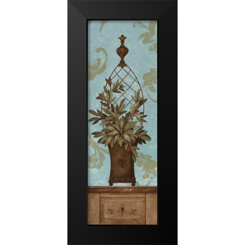 Blue Olive Topiary I Black Modern Wood Framed Art Print by Gladding, Pamela