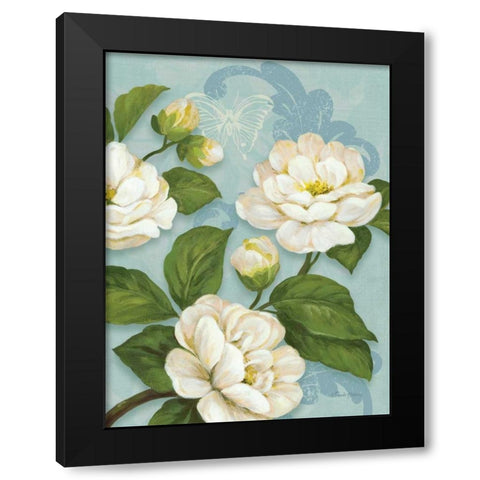 Camellias Black Modern Wood Framed Art Print by Gladding, Pamela
