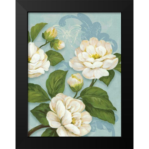 Camellias Black Modern Wood Framed Art Print by Gladding, Pamela