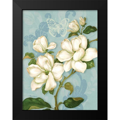 Magnolias Black Modern Wood Framed Art Print by Gladding, Pamela