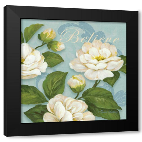 Inspiration Camellias Black Modern Wood Framed Art Print by Gladding, Pamela