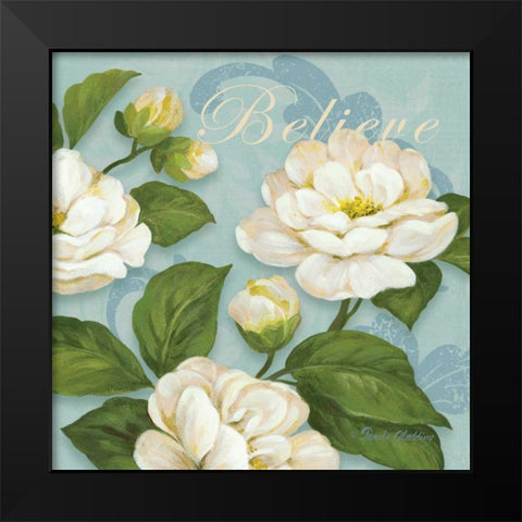 Inspiration Camellias Black Modern Wood Framed Art Print by Gladding, Pamela