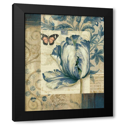 Blue Moods Tulip Black Modern Wood Framed Art Print by Gladding, Pamela