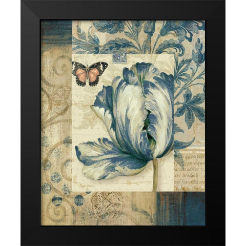 Blue Moods Tulip Black Modern Wood Framed Art Print by Gladding, Pamela