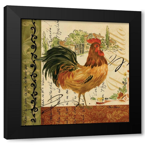 Viva Italia Roosters III Black Modern Wood Framed Art Print by Gladding, Pamela