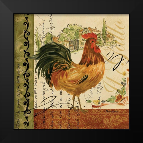 Viva Italia Roosters III Black Modern Wood Framed Art Print by Gladding, Pamela