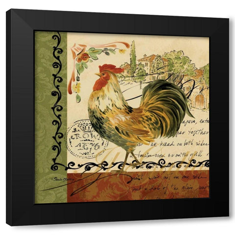 Viva Italia Roosters IV Black Modern Wood Framed Art Print by Gladding, Pamela