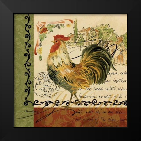 Viva Italia Roosters IV Black Modern Wood Framed Art Print by Gladding, Pamela