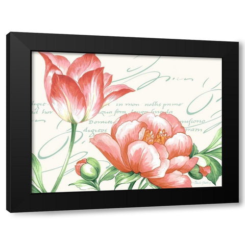 Pink Blossoms I Black Modern Wood Framed Art Print by Gladding, Pamela