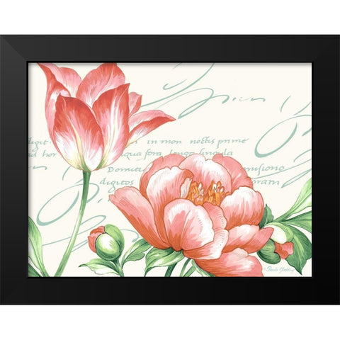 Pink Blossoms I Black Modern Wood Framed Art Print by Gladding, Pamela