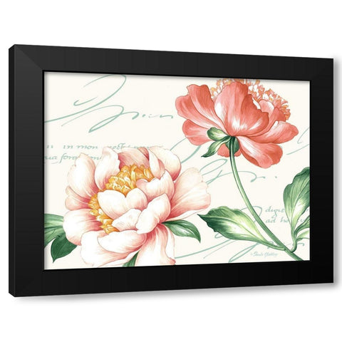 Pink Blossoms II Black Modern Wood Framed Art Print with Double Matting by Gladding, Pamela