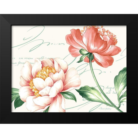Pink Blossoms II Black Modern Wood Framed Art Print by Gladding, Pamela