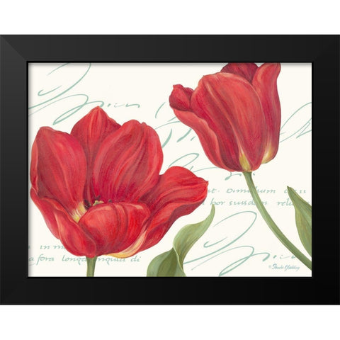 Red Tulips Black Modern Wood Framed Art Print by Gladding, Pamela