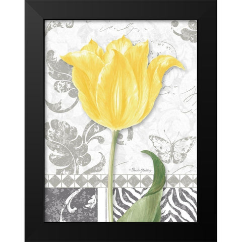Damask Gray Tulips I Black Modern Wood Framed Art Print by Gladding, Pamela