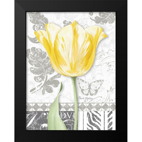 Damask Gray Tulips II Black Modern Wood Framed Art Print by Gladding, Pamela