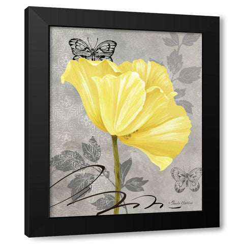 Gray and Yellow Poppies I Black Modern Wood Framed Art Print with Double Matting by Gladding, Pamela