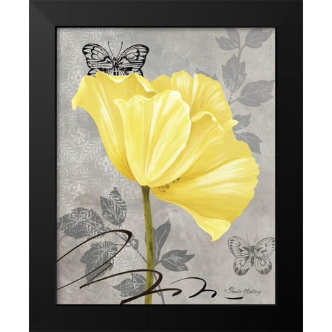 Gray and Yellow Poppies I Black Modern Wood Framed Art Print by Gladding, Pamela