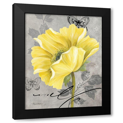 Gray and Yellow Poppies II Black Modern Wood Framed Art Print with Double Matting by Gladding, Pamela