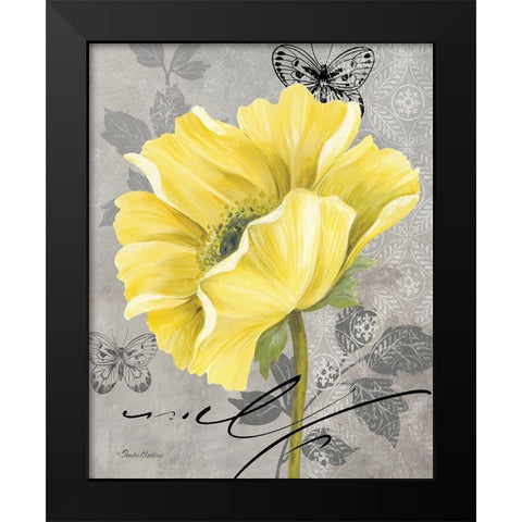 Gray and Yellow Poppies II Black Modern Wood Framed Art Print by Gladding, Pamela
