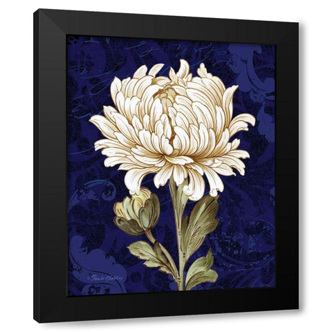 Damask Chrysanthemum Black Modern Wood Framed Art Print with Double Matting by Gladding, Pamela